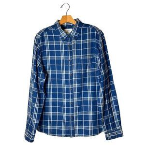 Surfside Supply Shirt Mens Large Blue And White Plaid Long Sleeve Button Down